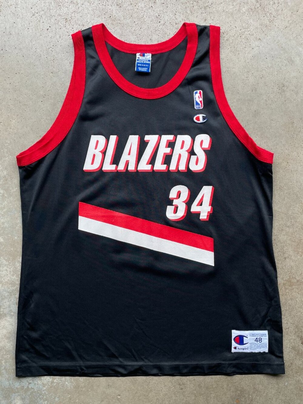 Vintage Champion Portland Trail Blazers #34 JR Rider Basketball Jersey Men's 48